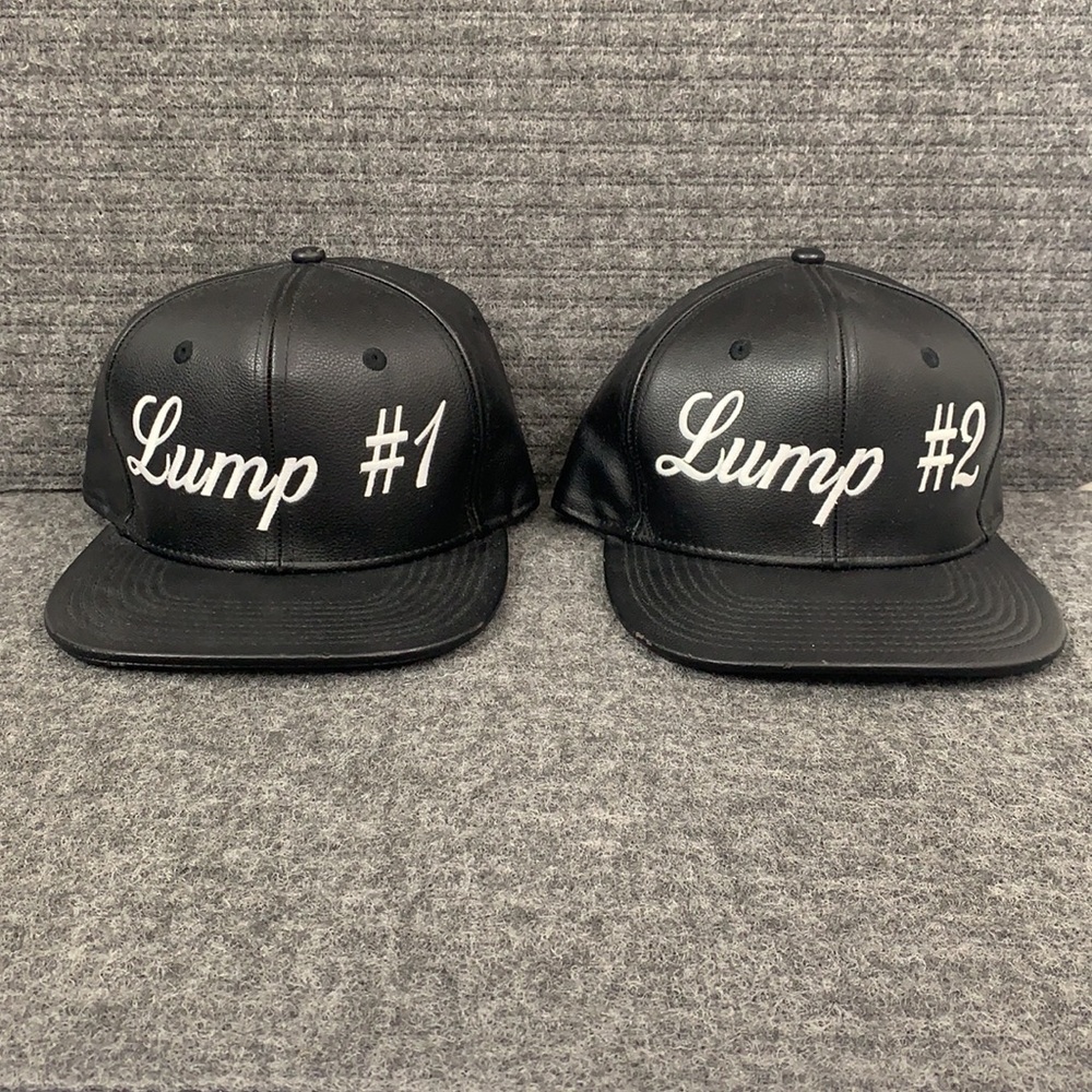 Lump #1 Baby Bear & Lump #2 Shicken Nugget Snapback Hats OSFM Faux Leather Lids